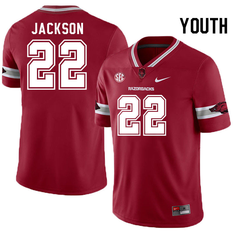 Youth #22 Ja'Quinden Jackson Arkansas Razorbacks College Football Jerseys Stitched-Alternate Cardina